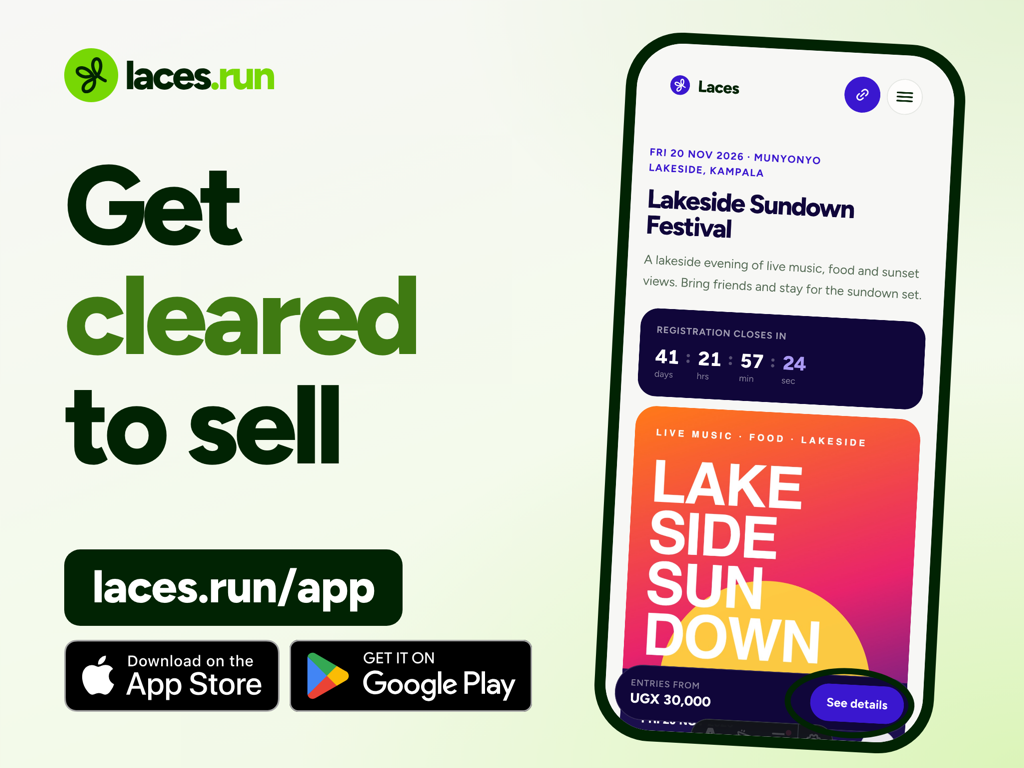A Laces event page for an organization that is not yet cleared for payments: the full event details are shown, and the bar at the bottom reads See details instead of Register and Pay.